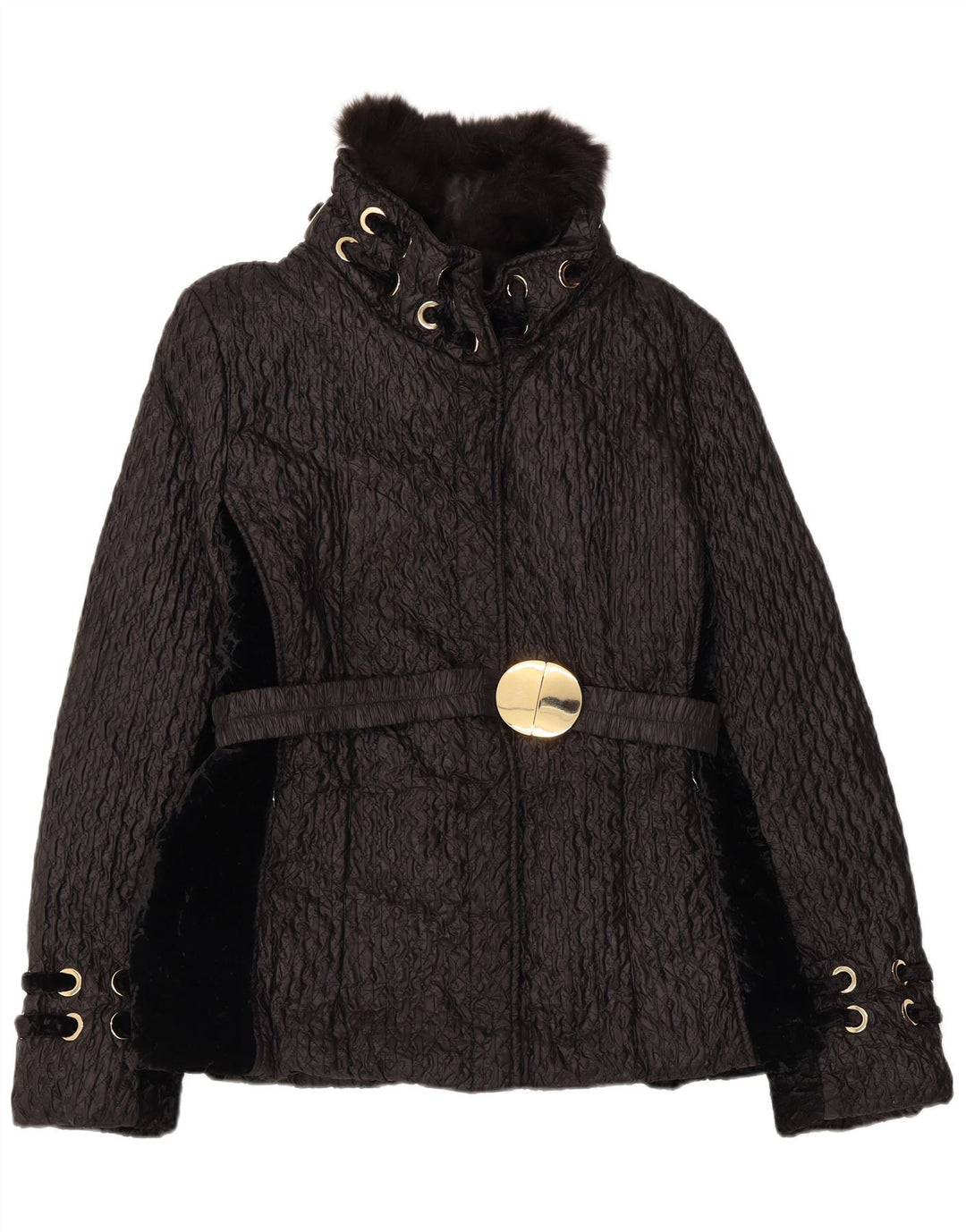 Chaqueta acolchada VINTAGE para mujer IT 50 XL Viscosa negra
