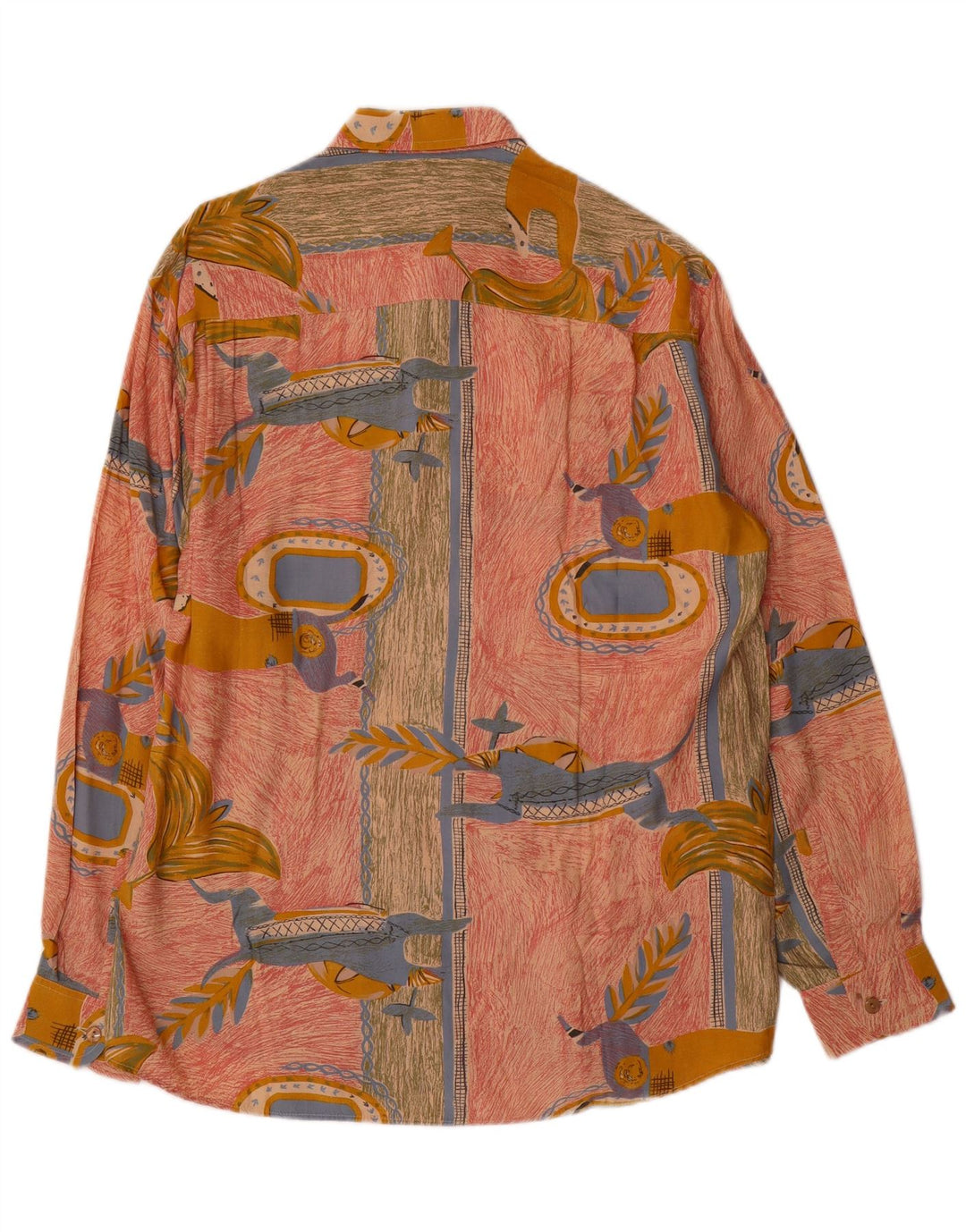 Vintage hombres patrón abstracto camisa grande rosa