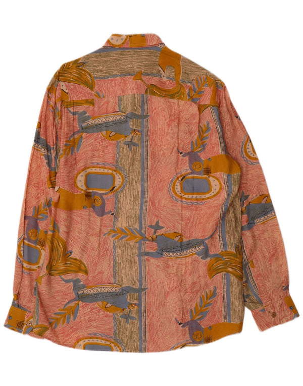 Vintage hombres patrón abstracto camisa grande rosa