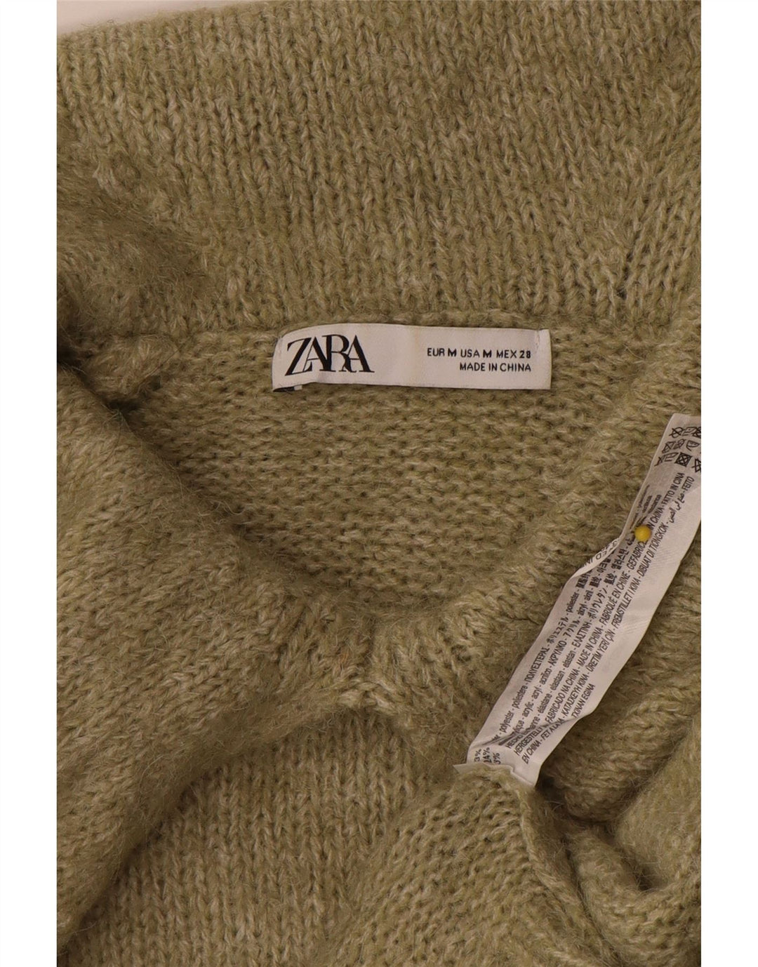 Zara Mujer Jersey De Cuello Polo De Gran Tamaño UK 44 Poliéster Caqui Mediano