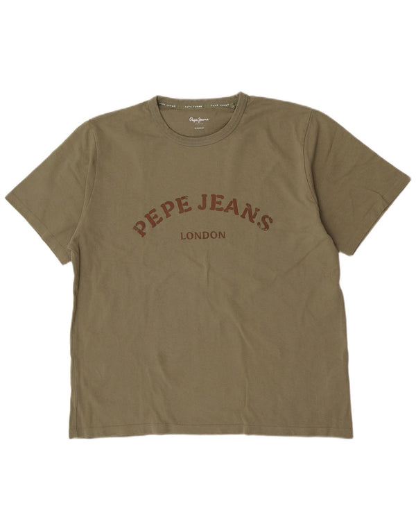 PEPE Jeans Camiseta Gráfica Regular para Hombre Top XL Algodón Caqui