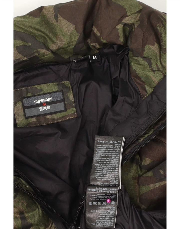 Superdry Chaqueta acolchada con capucha para hombre ES 38 Poliéster de camuflaje verde medio
