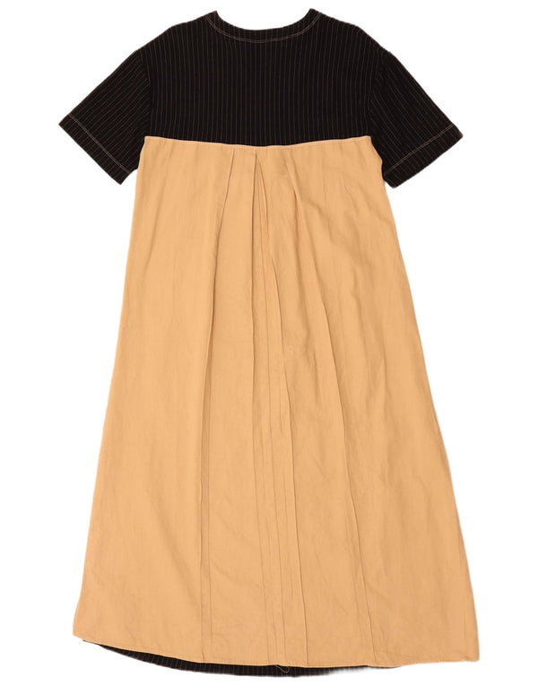 Zara Vestido Carpa De Manga Corta Para Mujer UK 40 Small Negro Colorblock