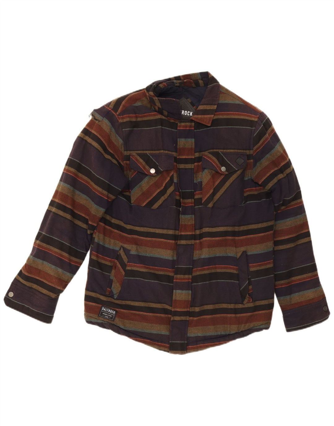 SALTROCK Mens Utility Jacket UK 38 Medium Purple Striped Cotton