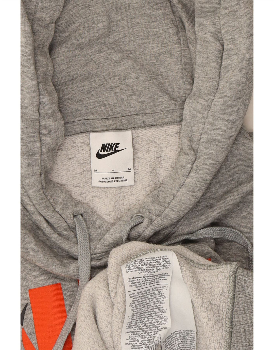 NIKE Mens Graphic Hoodie Jumper Medium Grey Cotton