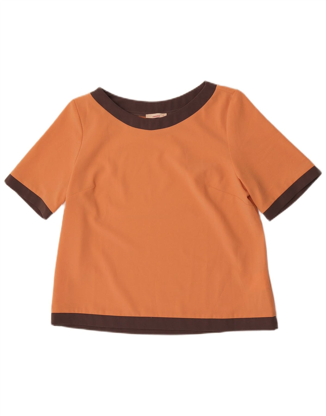 Carrera Blusa corta para mujer UK 10 Small Naranja Colorblock Poliéster