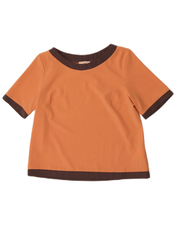 Carrera Blusa corta para mujer UK 10 Small Naranja Colorblock Poliéster