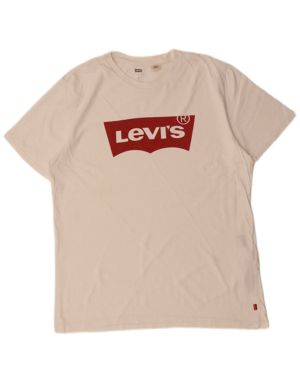 LEVI'S Camiseta gráfica para hombre Top mediano de algodón blanco roto