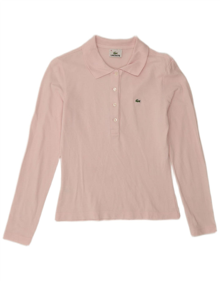 Polo Lacoste De Manga Larga Para Mujer Talla 40 Algodón Rosa Mediano