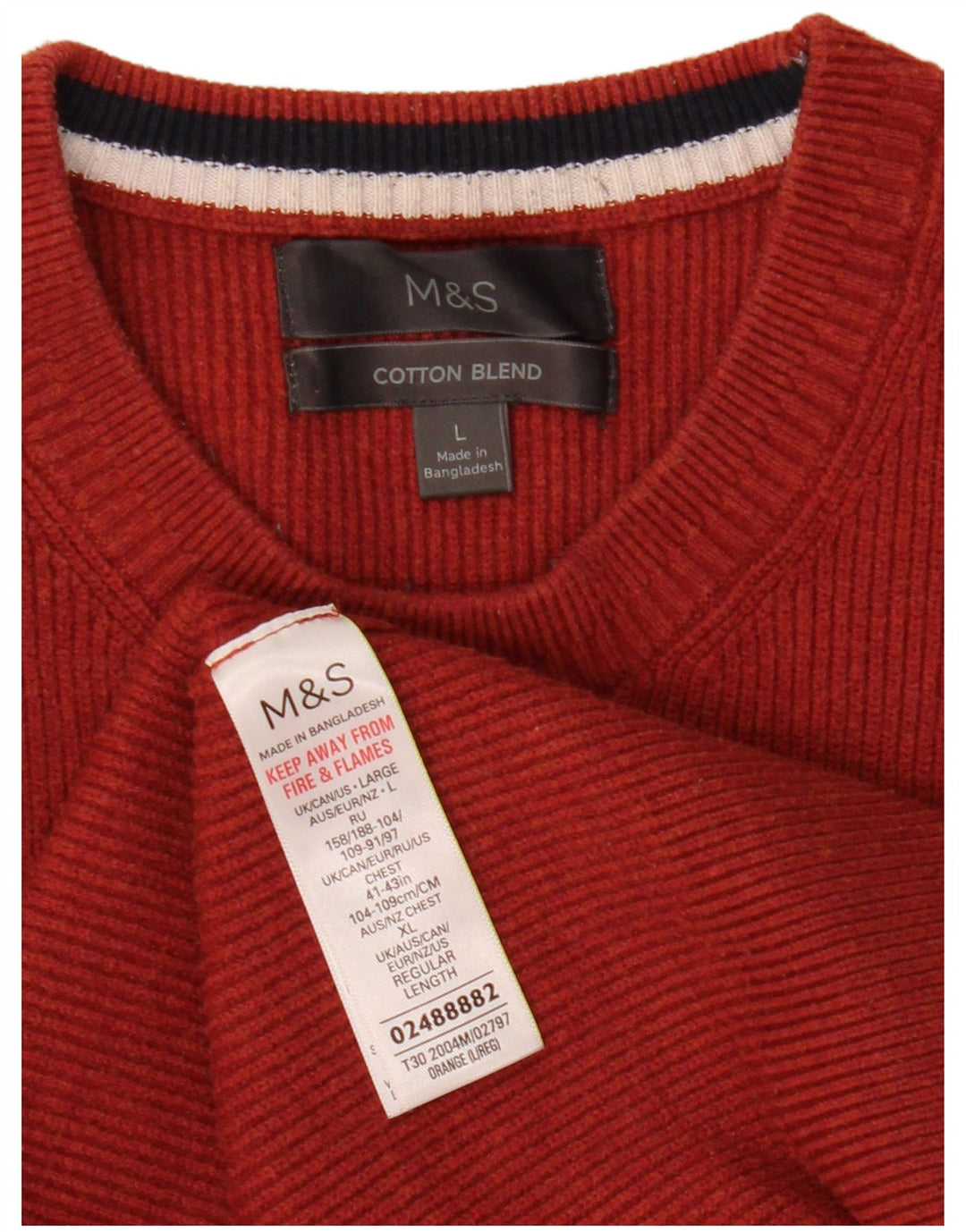 Marks & Spencer - Jersey de cuello redondo para hombre, talla grande, poliéster naranja