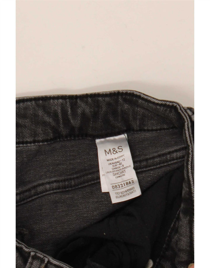 Marks & Spencer Vaqueros recortados para mujer UK 12 Medium W32 L25 Algodón negro