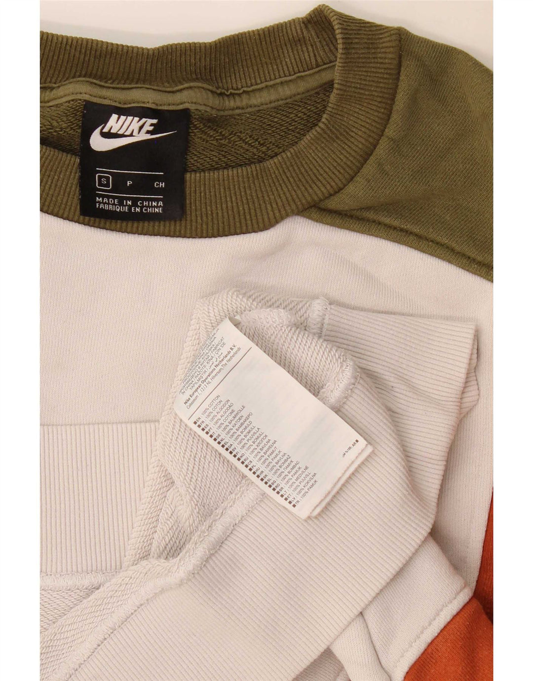 Nike Hombre Sudadera Jumper Small Multicolor Colorblock Algodón