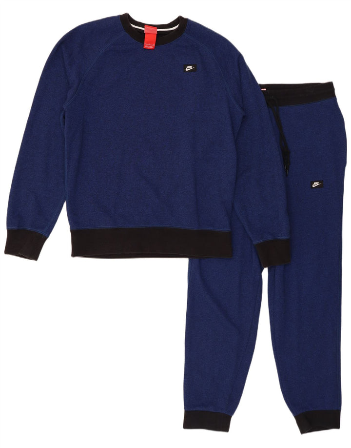 NIKE Chándal completo para hombre, talla pequeña, algodón azul marino con bloques de color