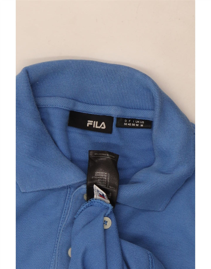 Fila Polo De Manga Larga Para Hombre De Algodón Azul Medio
