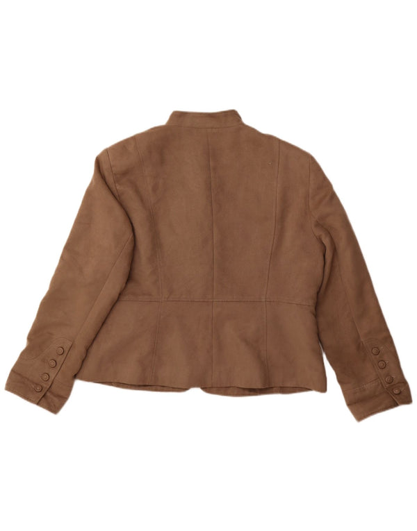 M&Co Chaqueta tipo blazer de piel sintética con 6 botones para mujer UK 20 2XL Poliéster beige