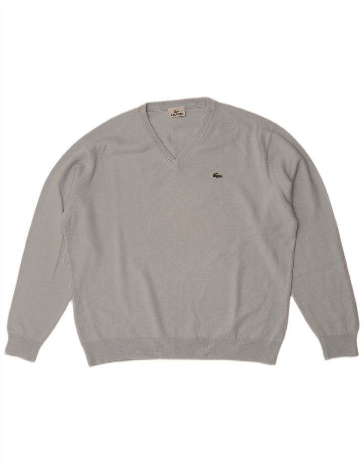 Lacoste Jersey con cuello en V para hombre Talla 6 XL Lana azul