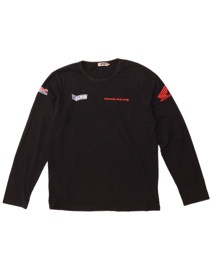 GAS Hombres Honda Racing Graphic Top Manga Larga Medio Negro