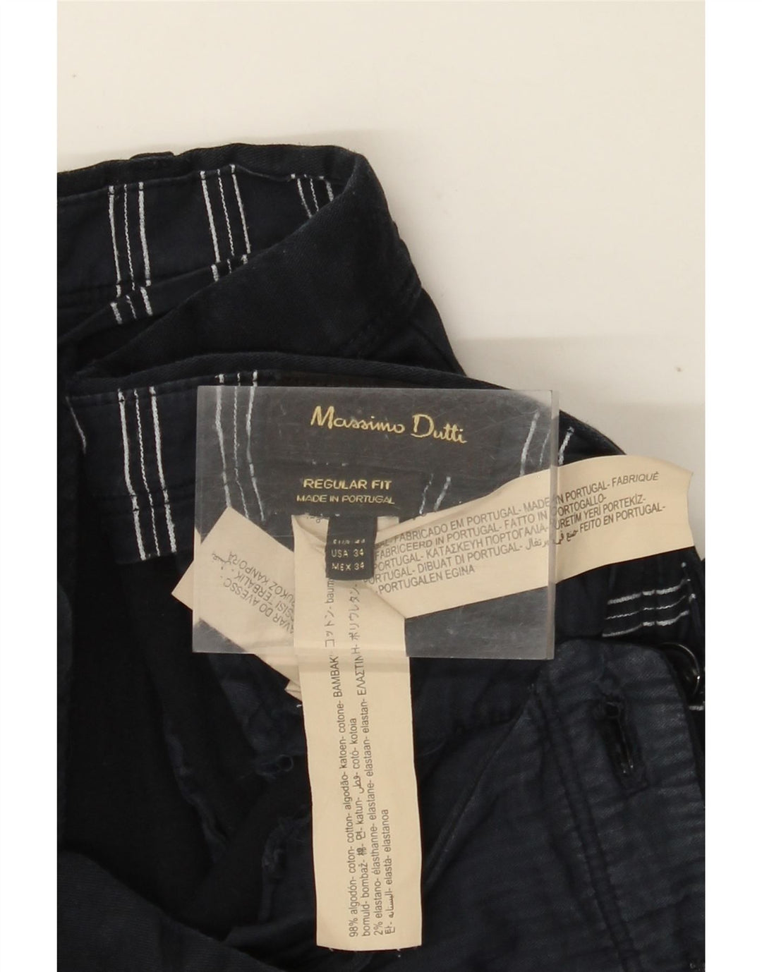 MASSIMO DUTTI Pantalón chino para hombre EU 44 Large W34 L32 Azul marino