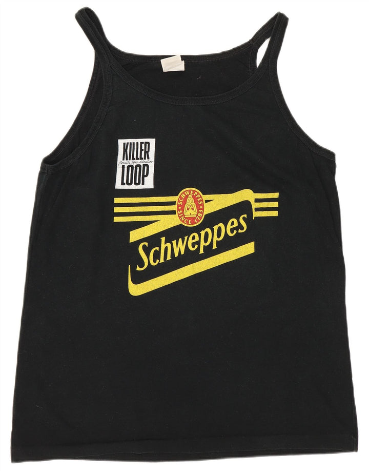 Benetton Camiseta Sin Mangas Estampada para Mujer ES 40 XL Algodón Negro