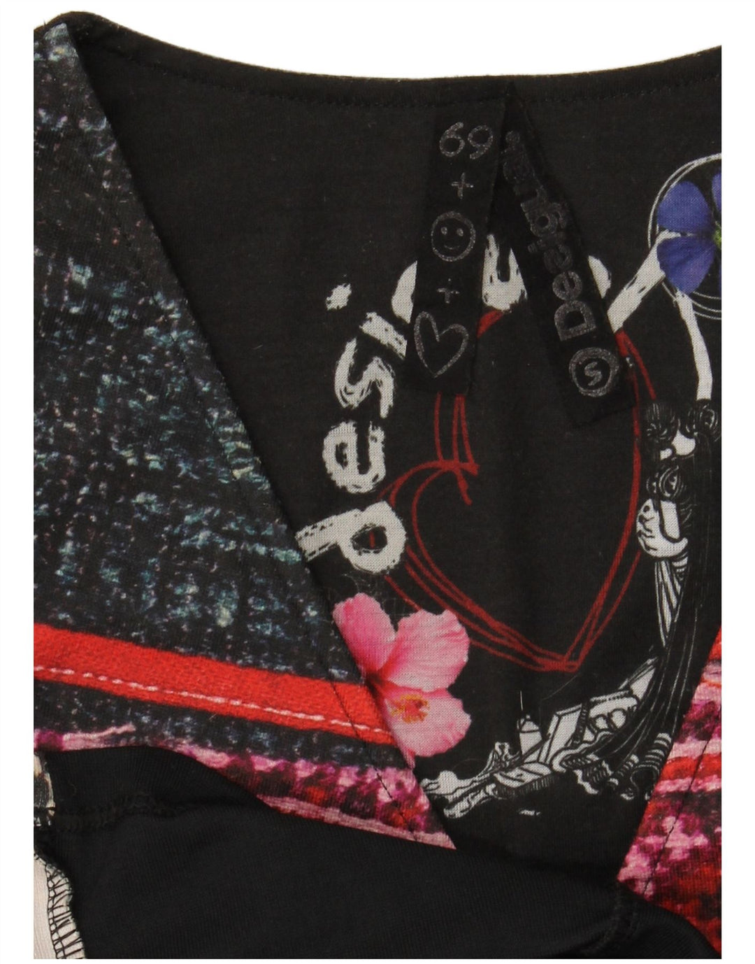 DESIGUAL Vestido tubo de manga 3/4 para mujer UK 40 Pequeño Negro Geométrico