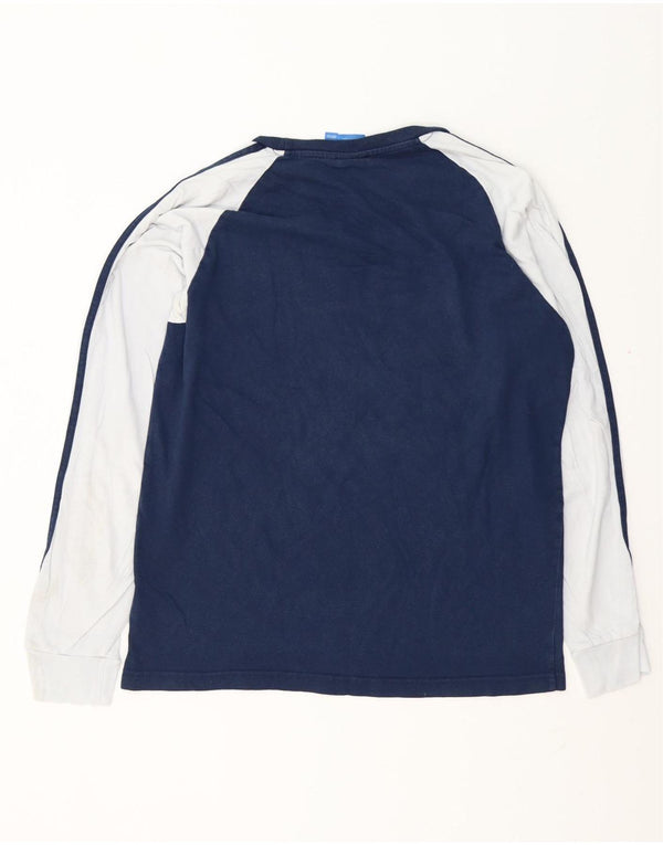 ADIDAS Camiseta gráfica para hombre de manga larga de algodón con bloques de color azul marino grande