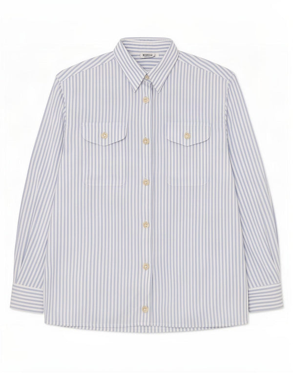 Camisa Marella Mujer IT 42 Algodón Rayas Azul Medio