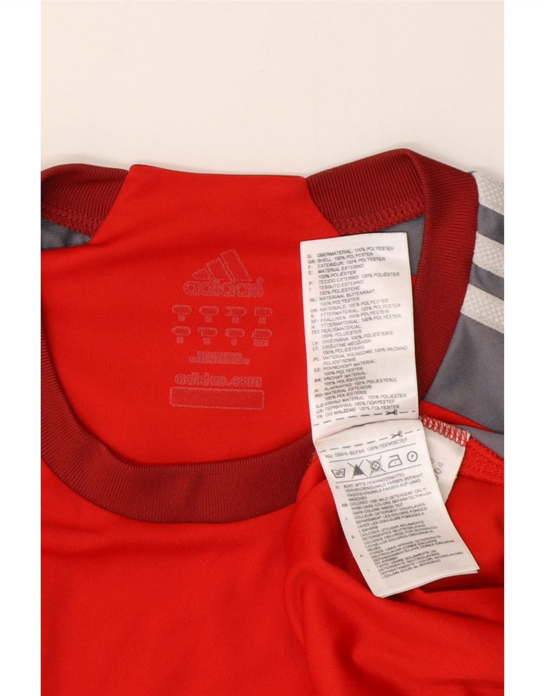 Camiseta ADIDAS Climalite para hombre Top medio rojo color block poliéster