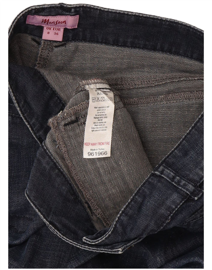 Monsoon Vaqueros acampanados para mujer UK 8 Small W27 L30 Algodón azul marino