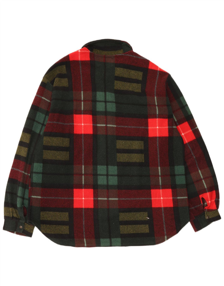 Vintage hombres sobrecamisa polar camisa grande multicolor comprobar poliéster