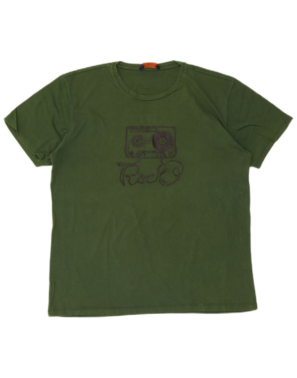 Trussardi Jeans Camiseta Gráfica Hombre Top 2XL Verde