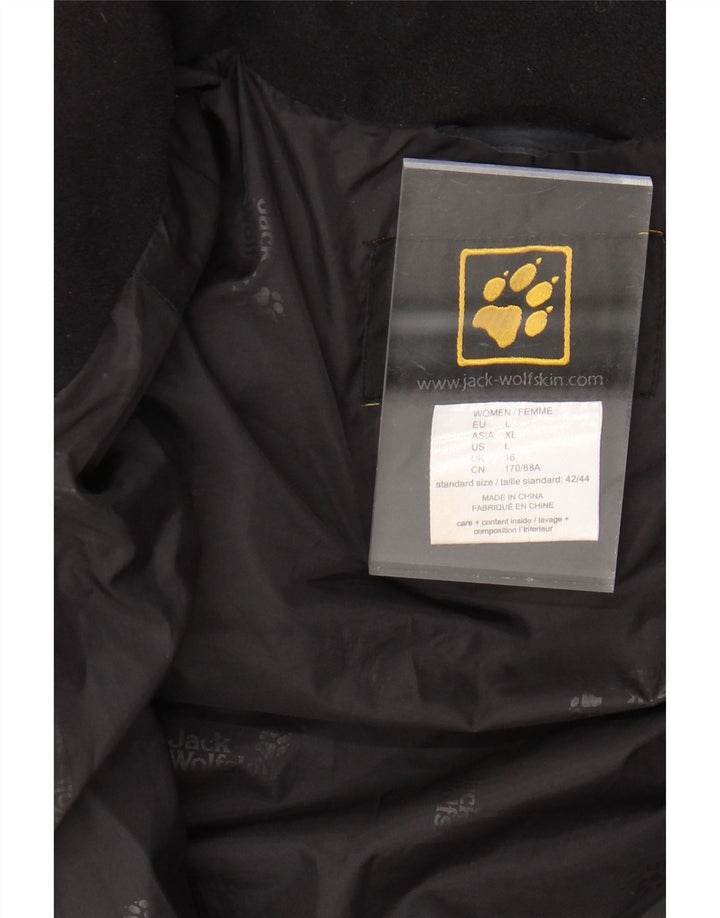 JACK WOLFSKIN Abrigo acolchado con capucha para mujer UK 46 Grande Poliéster negro