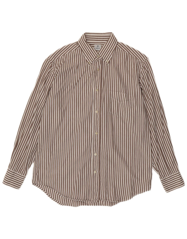 Danolis Camisa Hombre Talla 44 17 1/2 XL Algodón Rayas Marrón