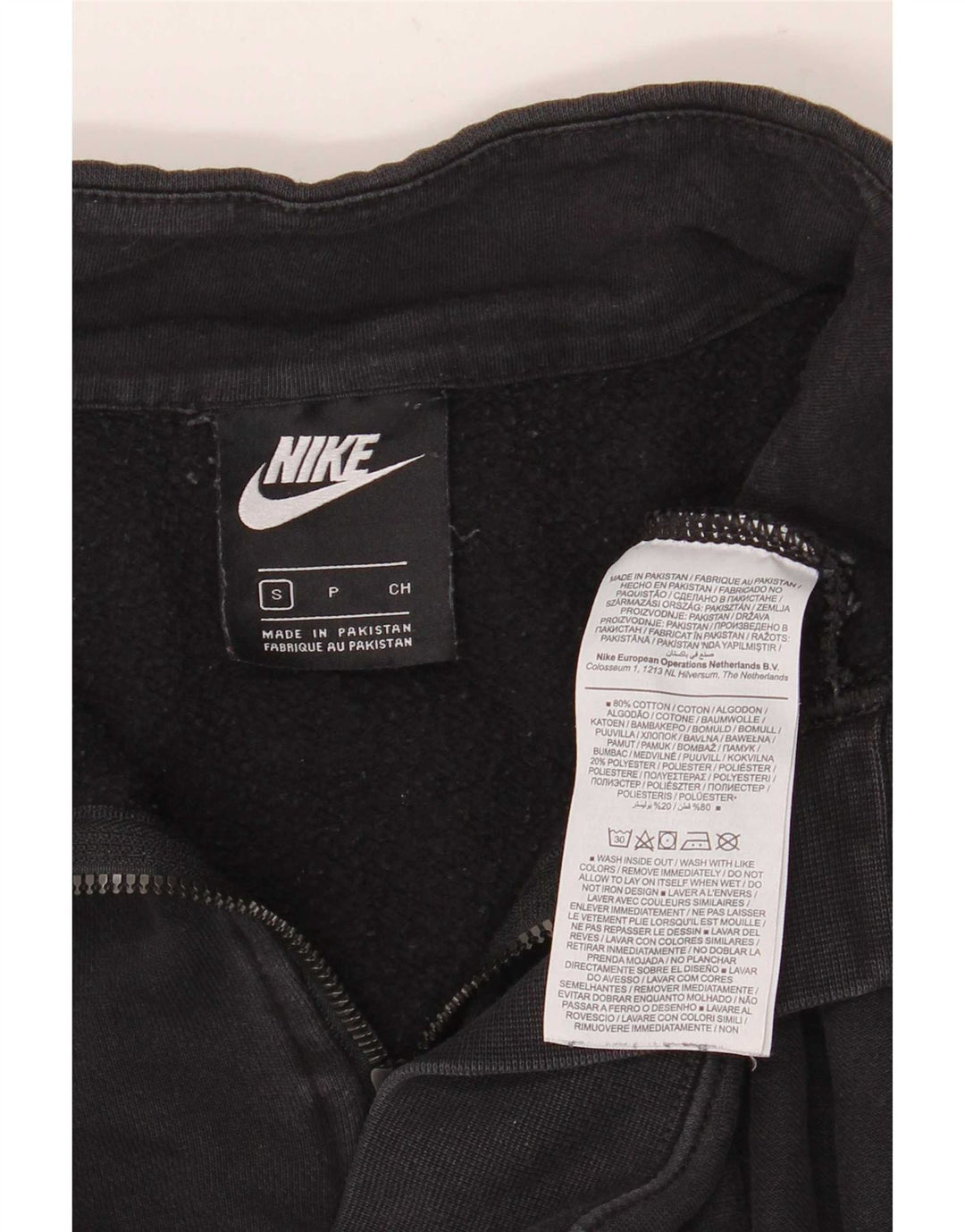 Nike Sudadera extragrande con cremallera de 1/4 para mujer UK 10 Small Black Cotton