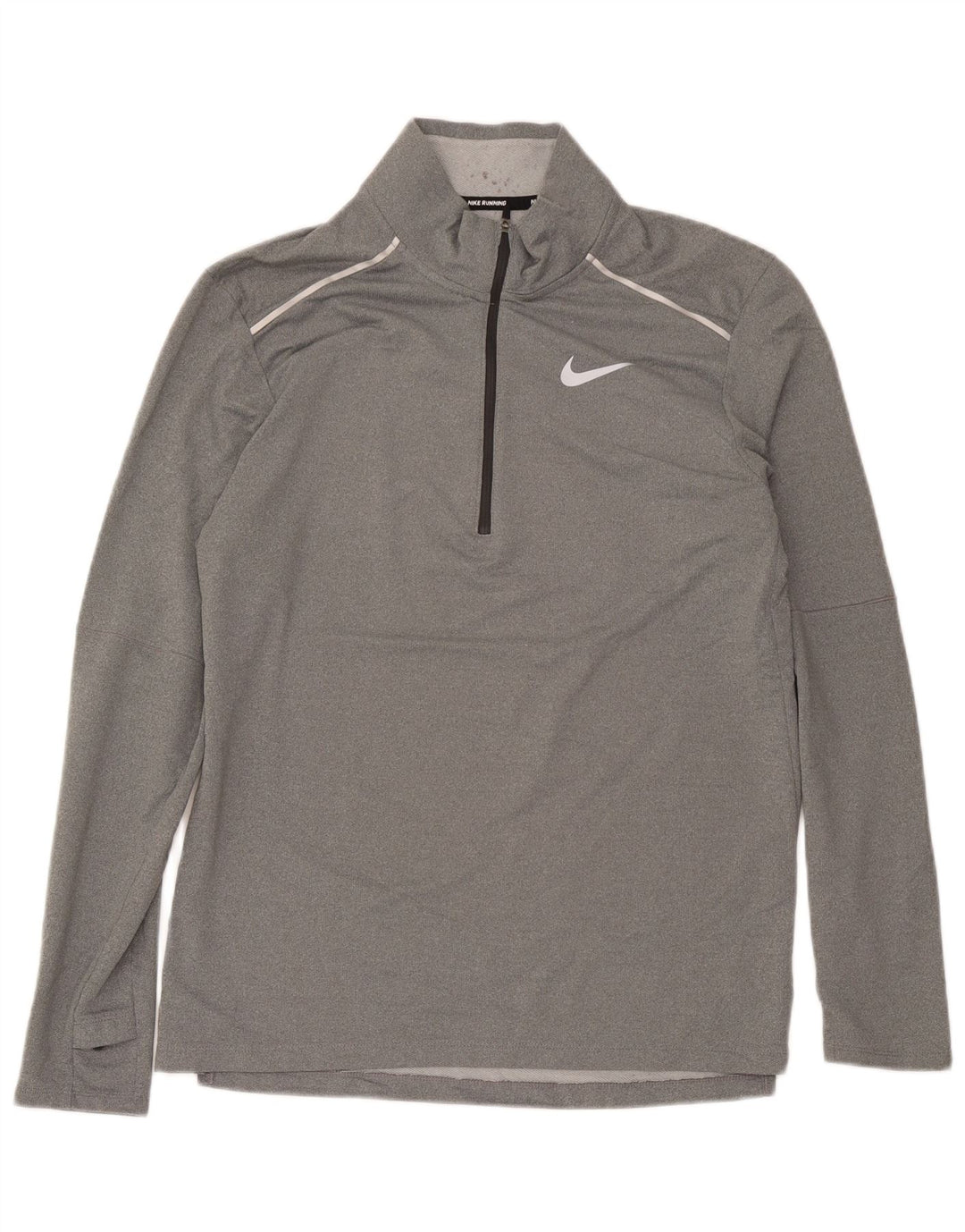 Camiseta Nike Dri Fit con cremallera y cuello para hombre, manga larga, poliéster gris medio