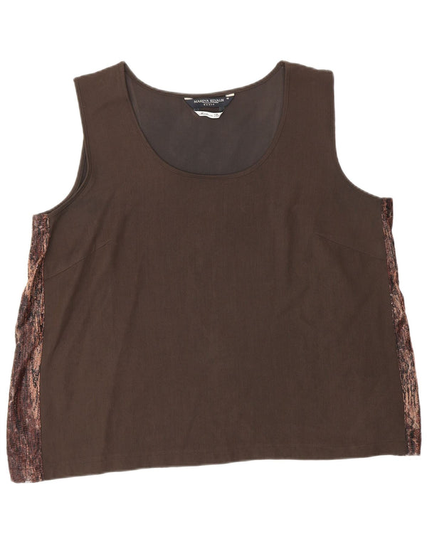 Marina Rinaldi Blusa sin mangas para mujer Talla superior 19 Small Marrón Colorblock