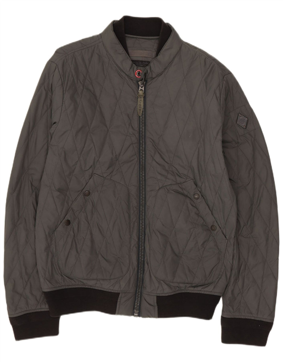 Replay Chaqueta acolchada para hombre UK 40 Large Gris Colorblock Poliamida