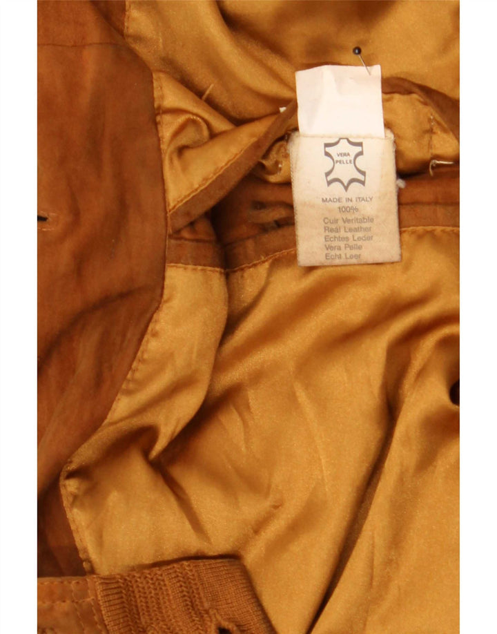 Vintage hombres ante bomber chaqueta IT 48 cuero beige medio