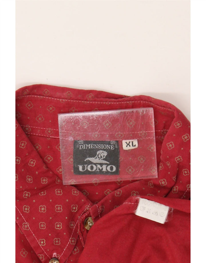 DIMENSIONS Mens Short Sleeve Shirt XL Red Spotted Cotton Vintage Dimensions and Second-Hand Dimensions from Messina Hembry 