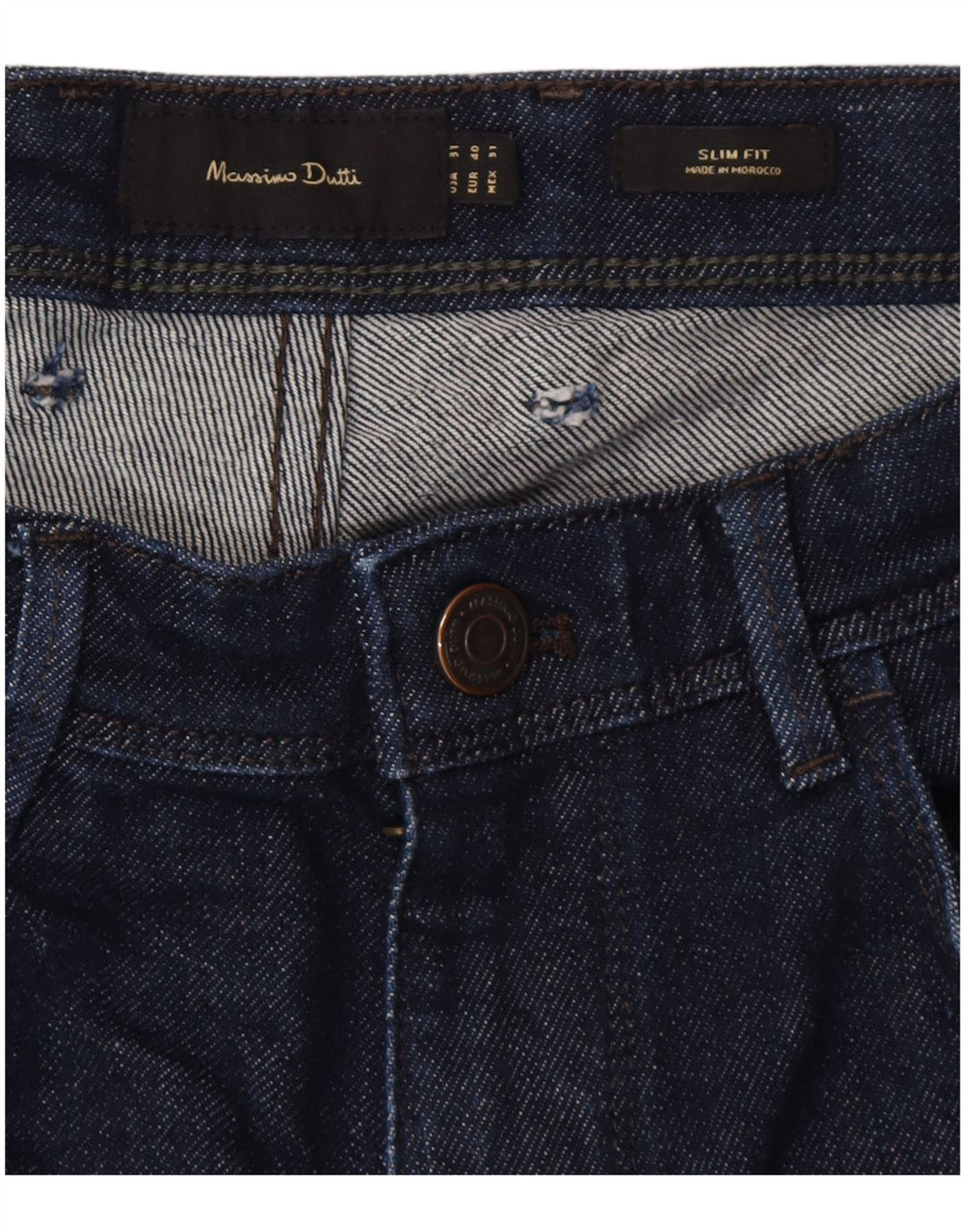 Massimo Dutti Jeans Slim Hombre EU 40 Medium W31 L28 Azul Marino Algodón