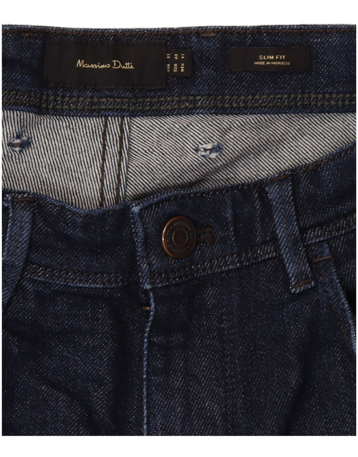 Massimo Dutti Jeans Slim Hombre EU 40 Medium W31 L28 Azul Marino Algodón