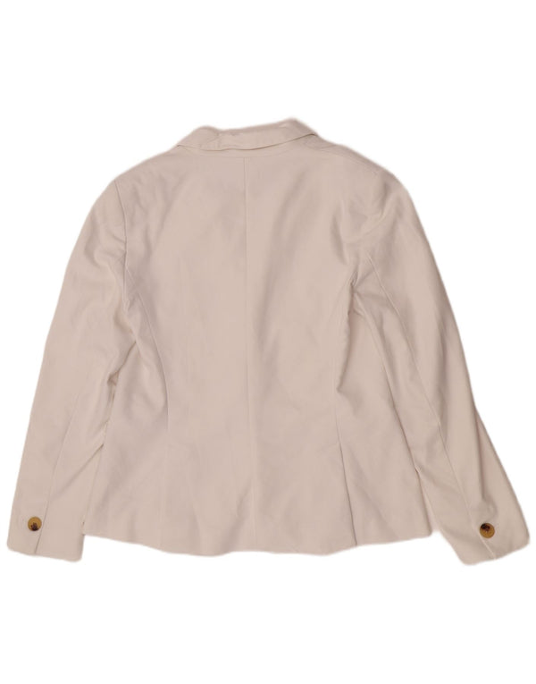 Zara Chaqueta Blazer De 1 Botón para Mujer Reino Unido 44 Grande Algodón Blanco