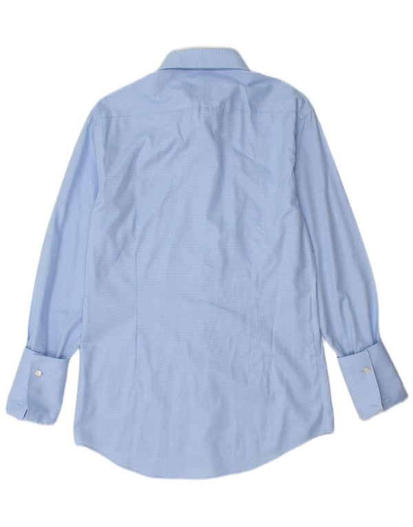 Moss 1851 Camisa formal ajustada para hombre Talla 38 15 Pata de gallo azul medio