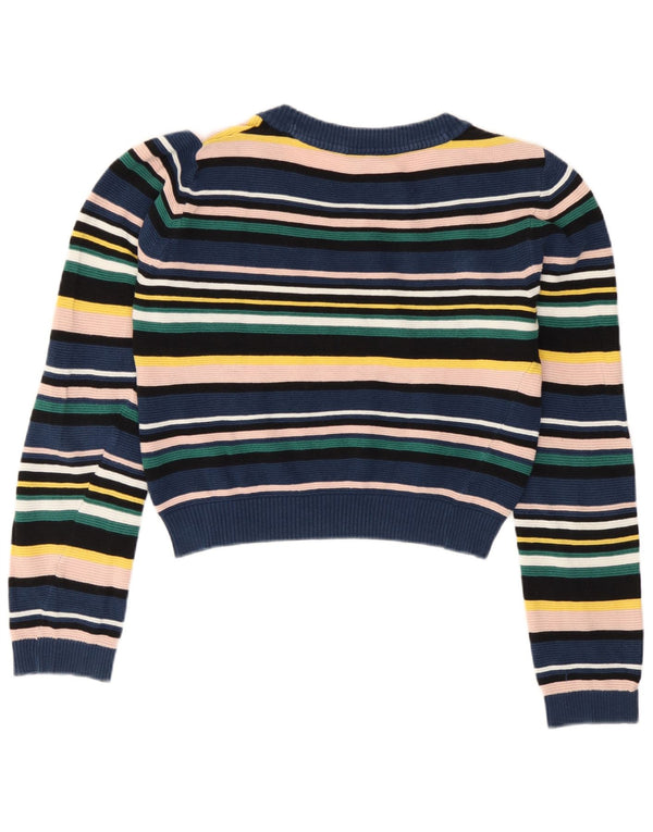 Topshop Suéter tipo jersey con cuello barco para mujer, talla mediana, multicolor, a rayas