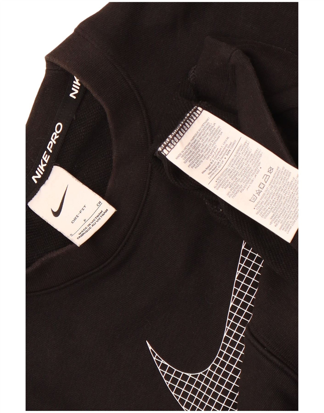 Nike Sudadera de gran tamaño con gráfico para mujer UK 10 Small Black Cotton