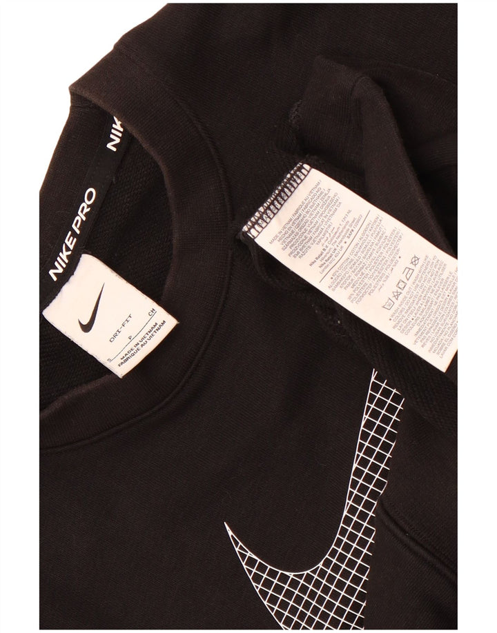 Nike Sudadera de gran tamaño con gráfico para mujer UK 10 Small Black Cotton