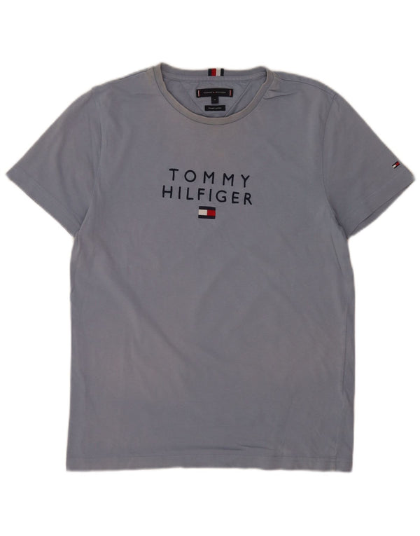 Tommy Hilfiger Hombre Camiseta Gráfica Top Algodón Azul Medio