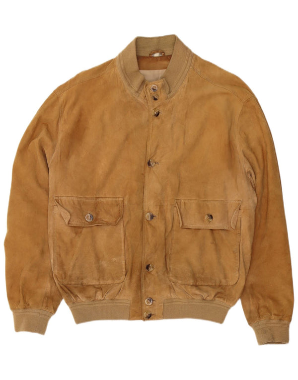 VINTAGE Chaqueta bomber de ante para hombre Reino Unido 42 XL Marrón