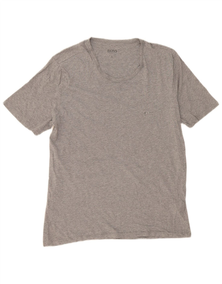 Hugo Boss Hombre Camiseta Top XL Gris Algodón