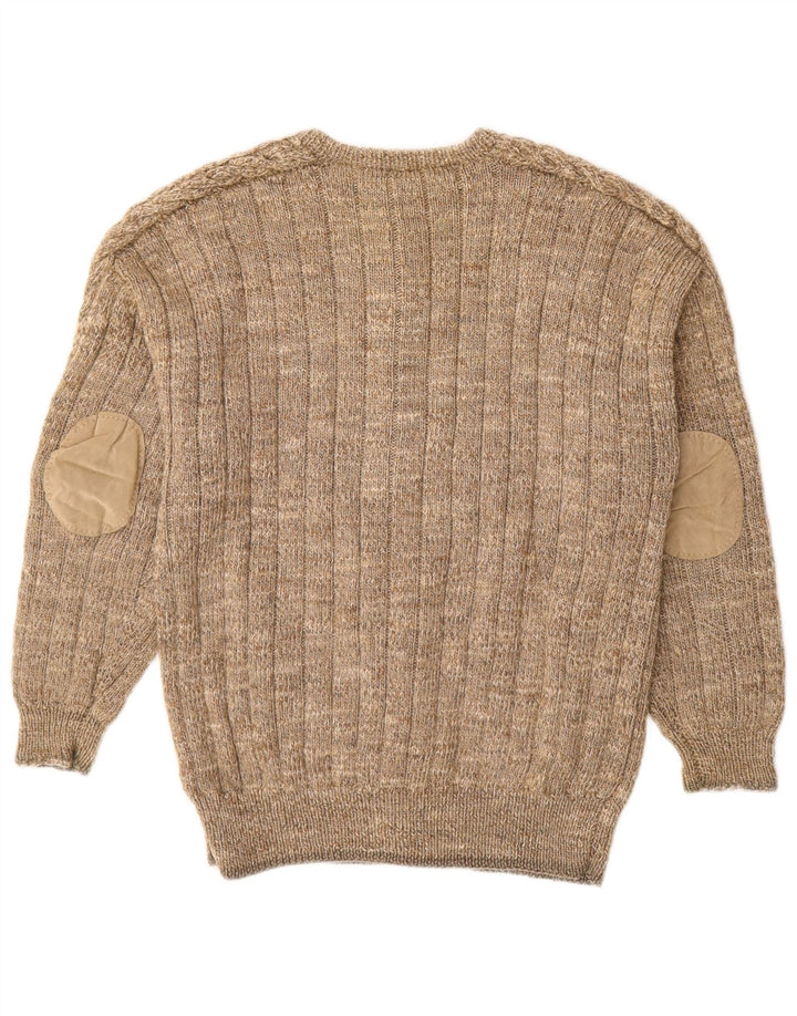 Vintage hombres Cardigan suéter medio beige