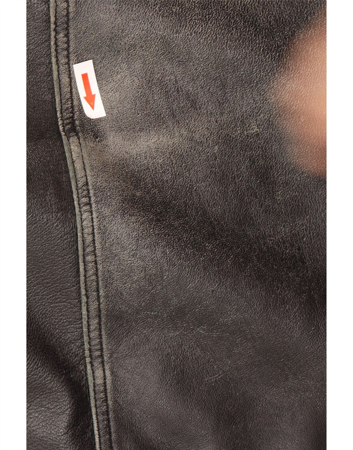 Vintage chaqueta de cuero para hombre Reino Unido 38 cuero negro medio